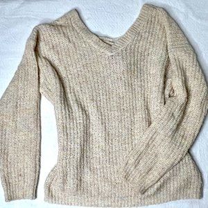 MA*RS Sugargloss rainbow and gold thread lace up back sweater